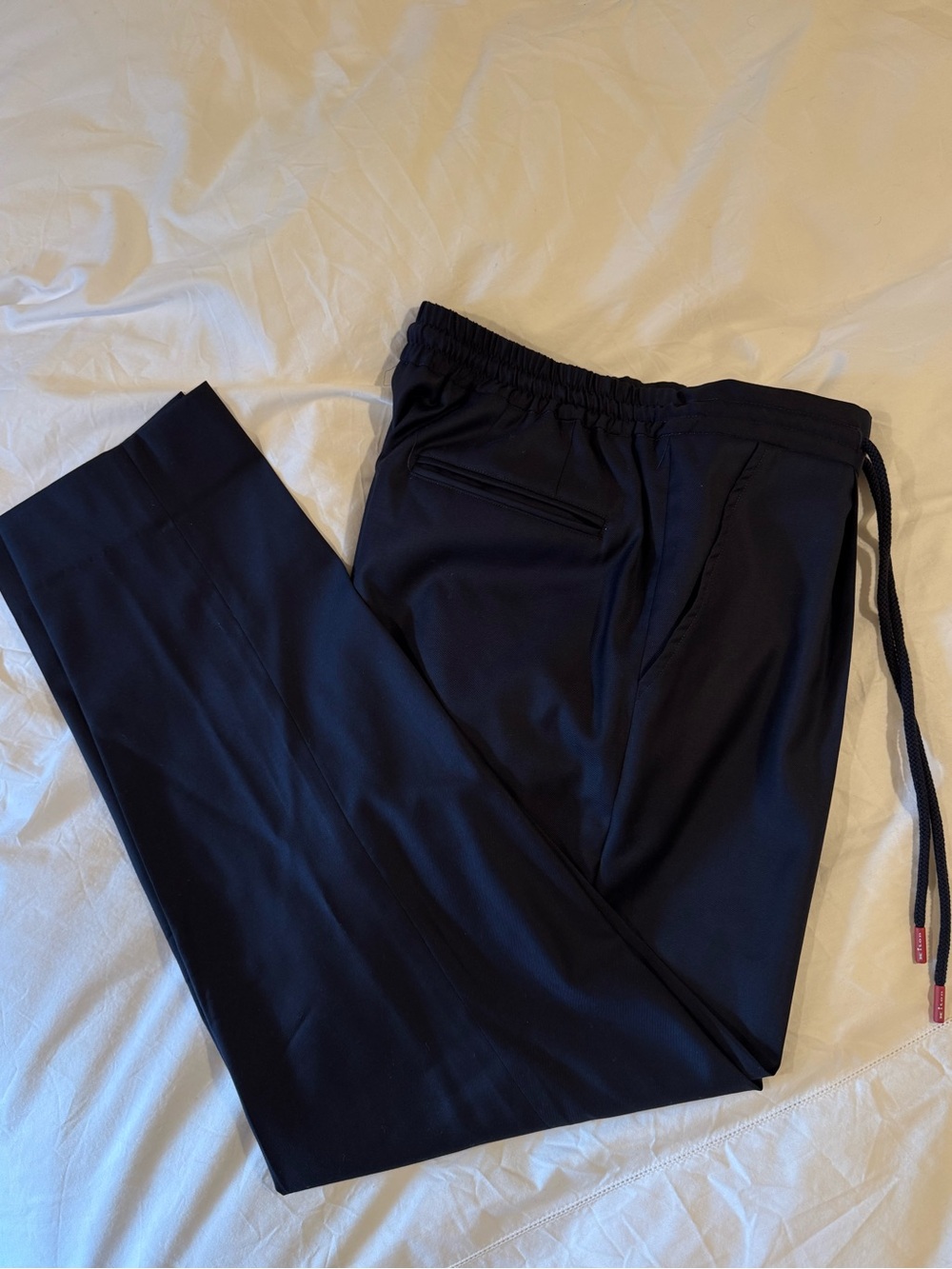 Kiton Men's Black Jogger Pants with Drawstring